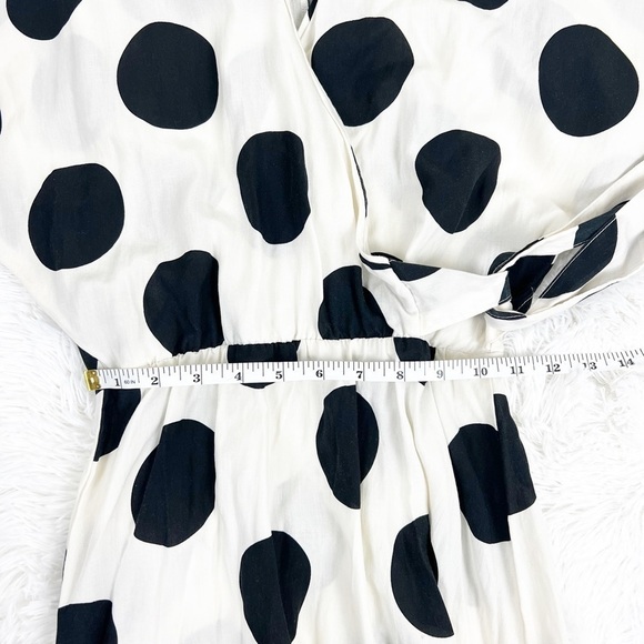 H&M Polka Dot Wrap White Black Midi Dress Size XS - Picture 8 of 12